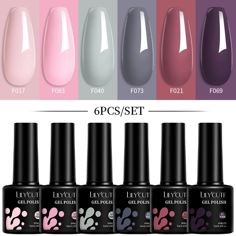 LILYCUTE 7ML 6PCS Neon Gel Nagellack Set fluoreszierend Farbwechsel Semi Permanent Soak Off Maniküre-Kit Nail Art Gel