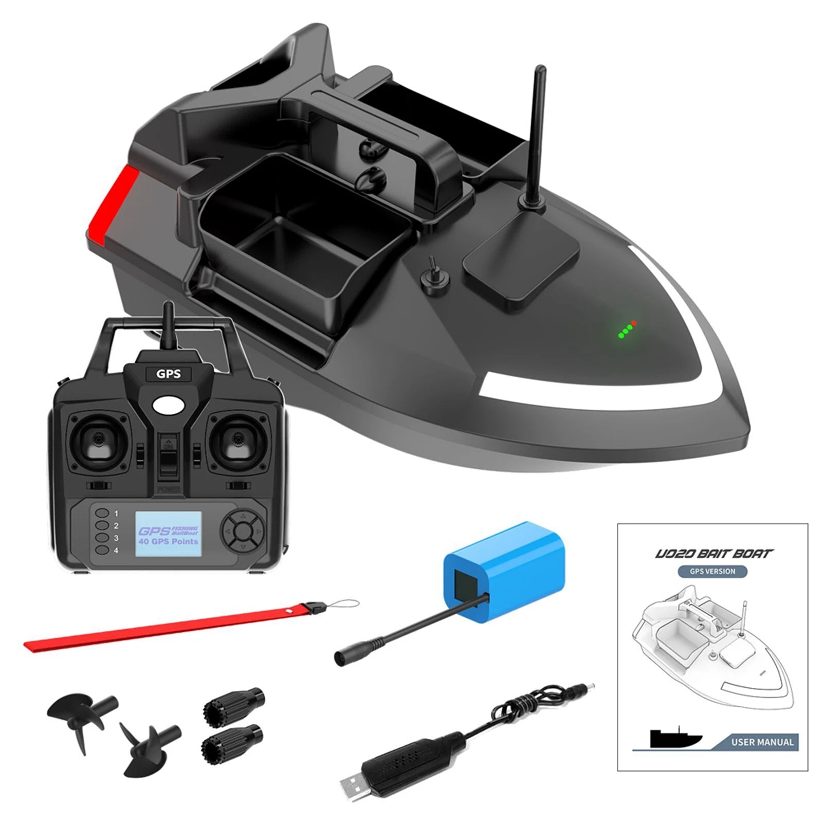 Modernes GPS-Futterboot mit 3 Köderbehältern, 12000mAh kabelloses Futterboot mit automatischer Rückkehrfunktion, verschiedene Stile