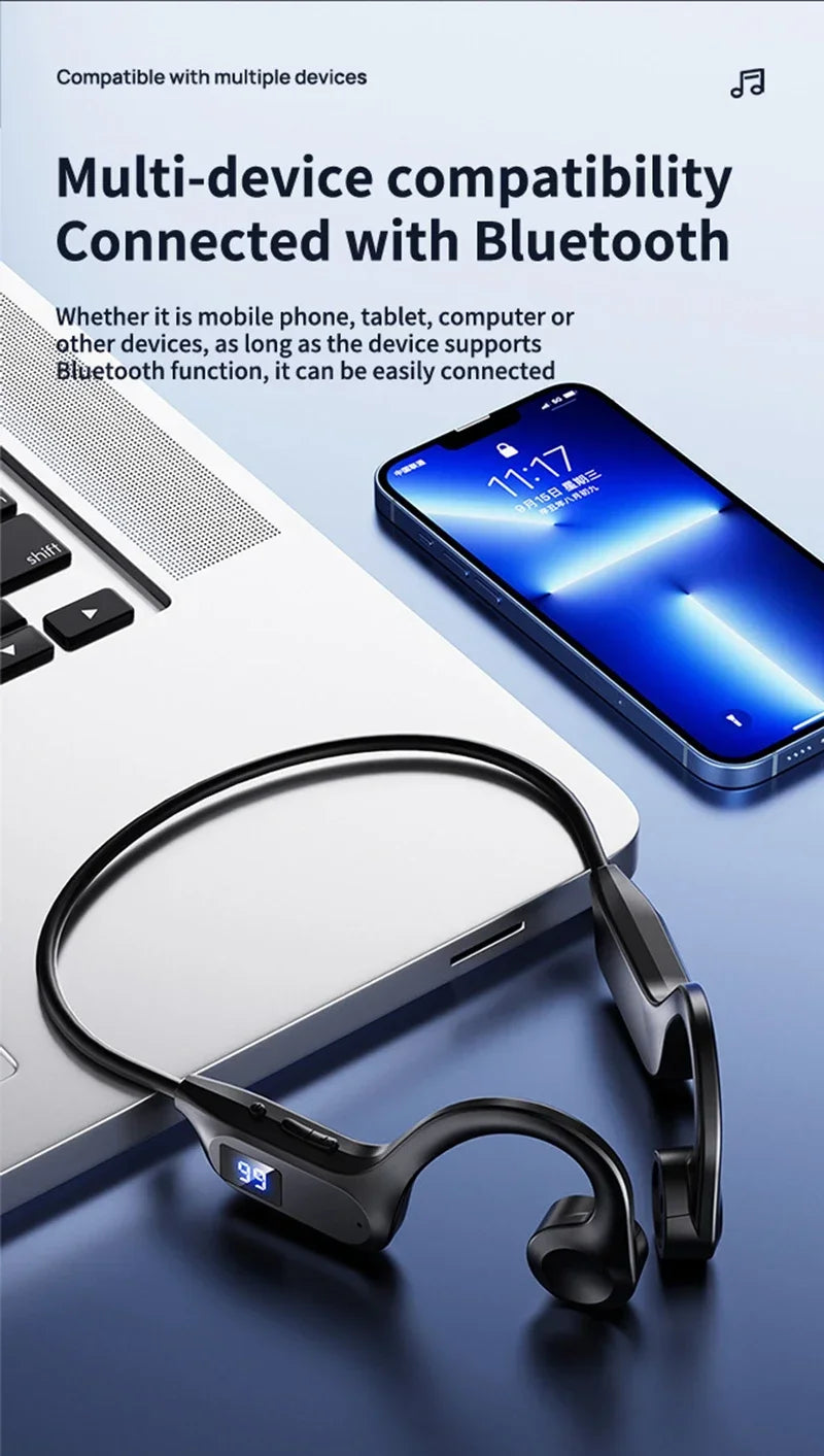 OnePlus Kabellose Knochenschall-Kopfhörer Bluetooth Kopfhörer Sport Schwimmen Bluetooth-kompatibel Kopfhörer Freisprechfunktion mit Mikrofon