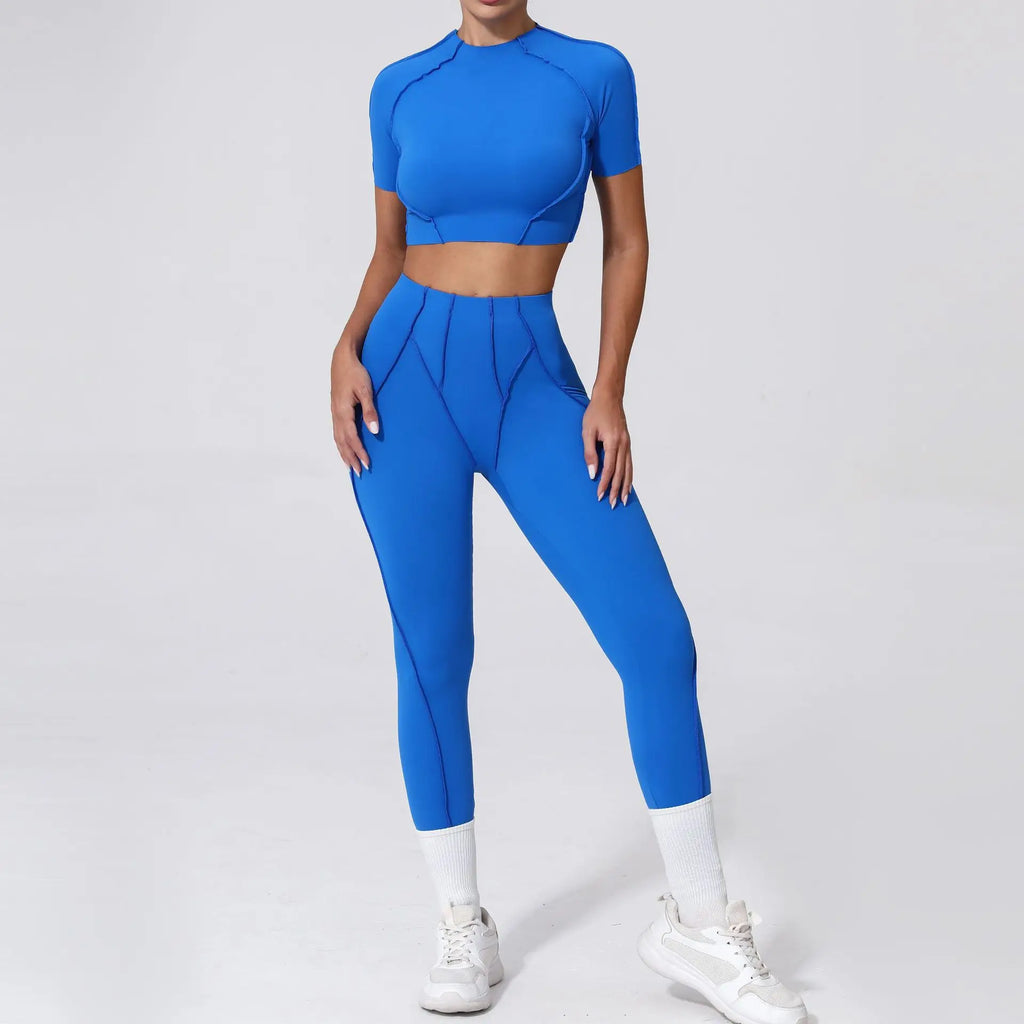 Nahtlose Yoga-Sets Sport-Fitness Hochbund-Hüfthebe-Formhose Rückenfreier BH-Anzug Workout-Gym-Leggings-Sets für Damen