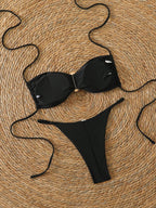 Sexy Bandeau Bikini Damen Badeanzug 2026 Zweiteiliger Bademode Tanga Bikinis Set Damen Badeanzug Push Up Strand Schwimmbekleidung