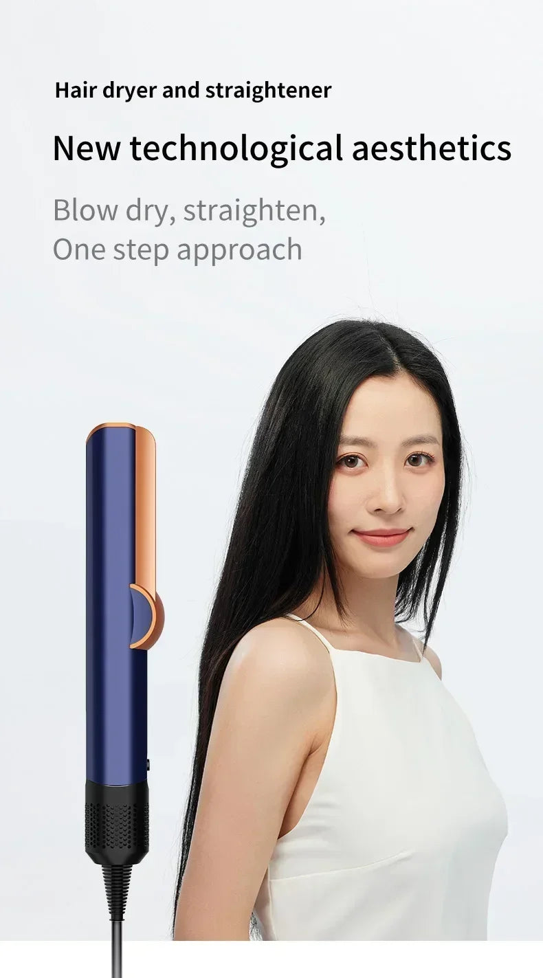 Professioneller 2-in-1 Warmluft-Glätteisen-Haartrockner mit negativen Ionen für glattes, frizzfreies Haar-Styling-Tool