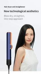 Professioneller 2-in-1 Warmluft-Glätteisen-Haartrockner mit negativen Ionen für glattes, frizzfreies Haar-Styling-Tool
