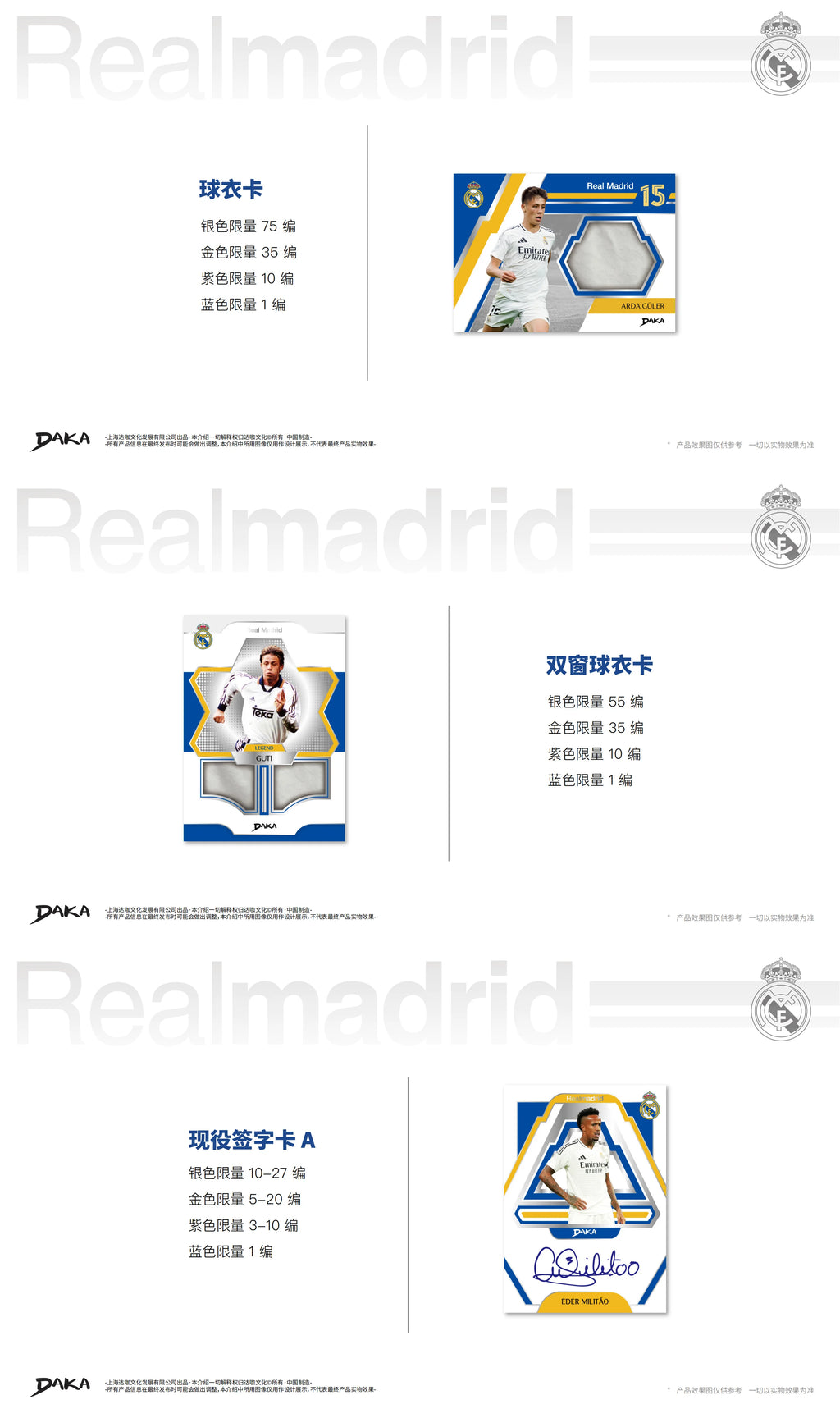 Original 2025 DAKA Real Madrid Star Cards Sammelbox Limitierte Auflage Nummerierte Unterschrift Must-have für Fans und Sammler