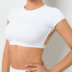Hearuisavy Sommer Personalisierbare Sportshirts Workout Sportbekleidung Rückenloses Yoga-Kleidungsstück Brustpolster Sport Crop Tops Gym Top Damen