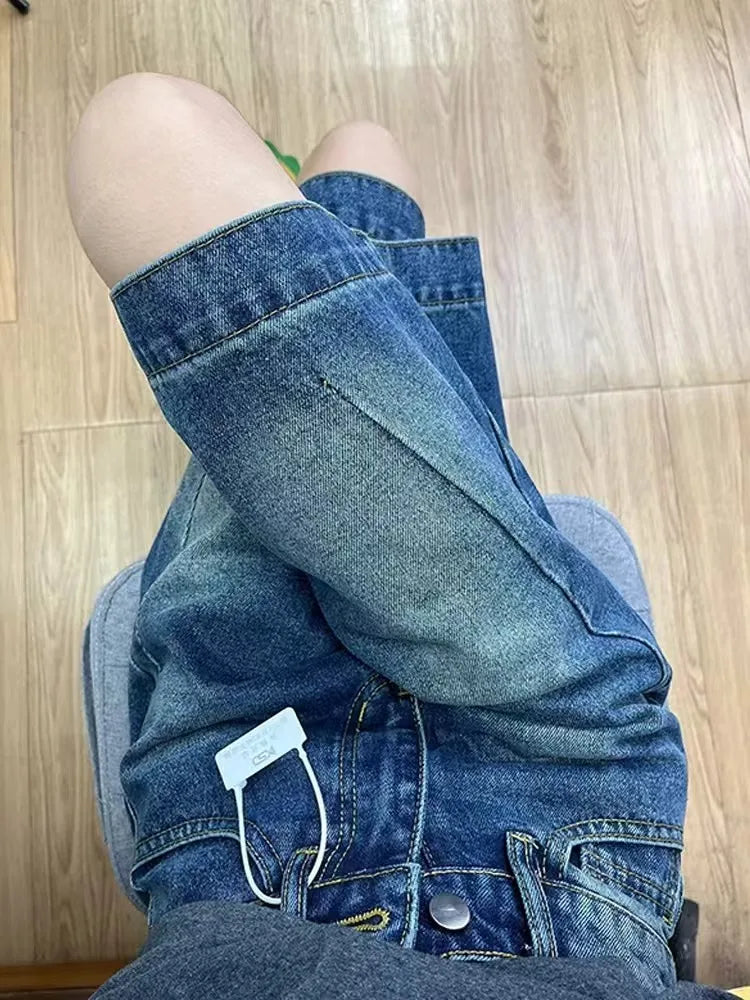 Spicy Girl Retro Amerikanische Fünf-Punkt-Denim-Shorts Damen Sommer Neue Lockere Design Schmale Gerade Weite Beinhosen Mittellange Hose