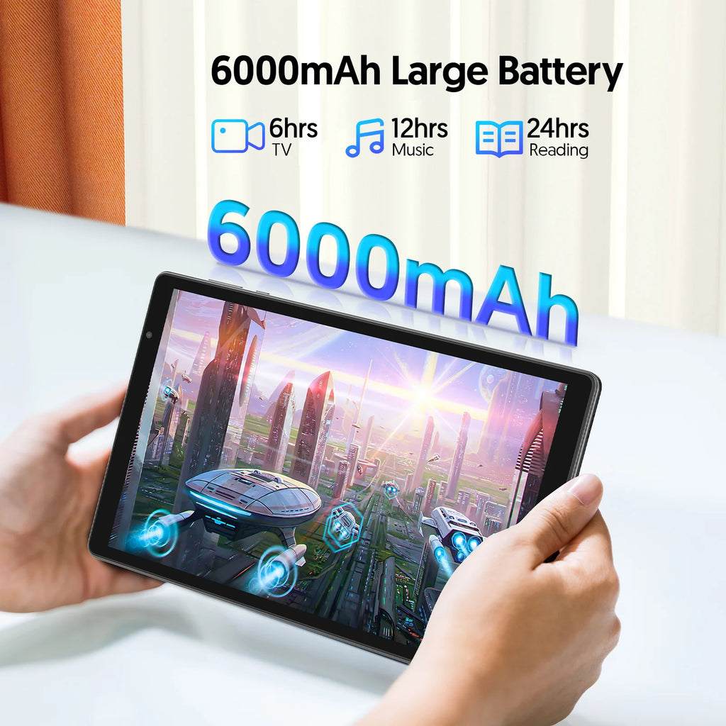 10-Zoll-Tablet, Android 14, Quad-Core-Prozessor, 4 GB RAM (2 GB + 2 GB erweiterbar), 32 GB Speicher, Wi-Fi, Dual-Kameras, 6000 mAh