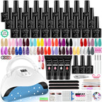 Nagelgellack-Kit mit LED-Nagellampe Semi-Permanent 27 Farben Soak Off Base & Top Coat Nagellack Maniküre-Set für Nagelstudio-Kit