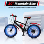 20 Zoll Mountainbike 7 Gänge, Verstellbarer Sattel Kinderfahrrad mit Schutzblechen und Flaschenhalter für Jungen und Mädchen 8-13 Jahre