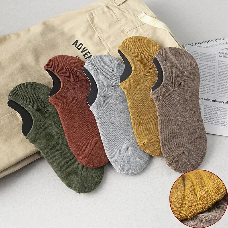 5 Paar Herren Baumwoll Kurzsocken Hochwertige Crew Ankle Casual Weiche Rutschfeste Atmungsaktive Low-Cut Sommer Herbst Socken für Herren