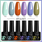 LILYCUTE 7ML 6PCS Neon Gel Nagellack Set fluoreszierend Farbwechsel Semi Permanent Soak Off Maniküre-Kit Nail Art Gel
