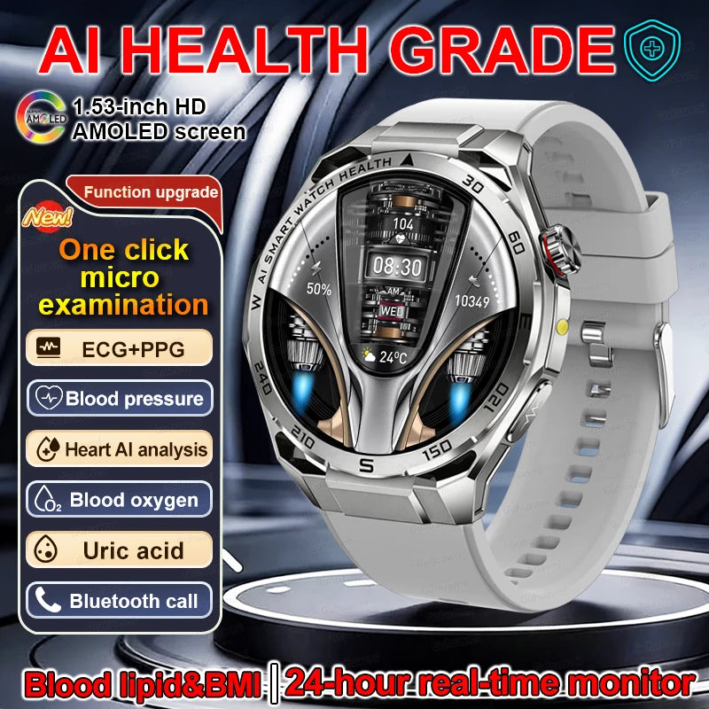 EKG High-End Gesundheits-Smartwatch Herren Blutdruck Lipide Blutsauerstoff Körperanalyse Harnsäure Gesundheitstracker Smartwatch Herren Damen