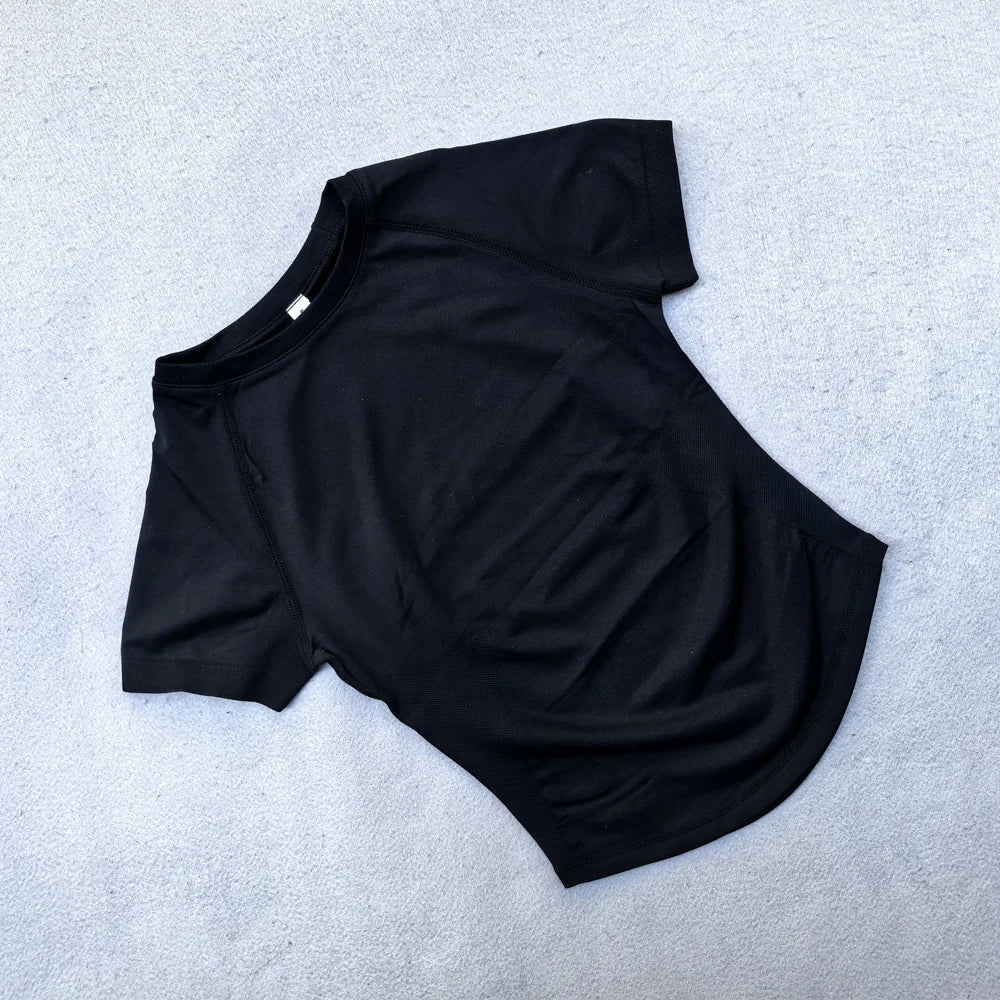 Df Impact Kurzarm-Top Damen Workout-Top Gym Crop Top Leichtes Yoga-Shirt Longline Sport-T-Shirt Fitness Activewear