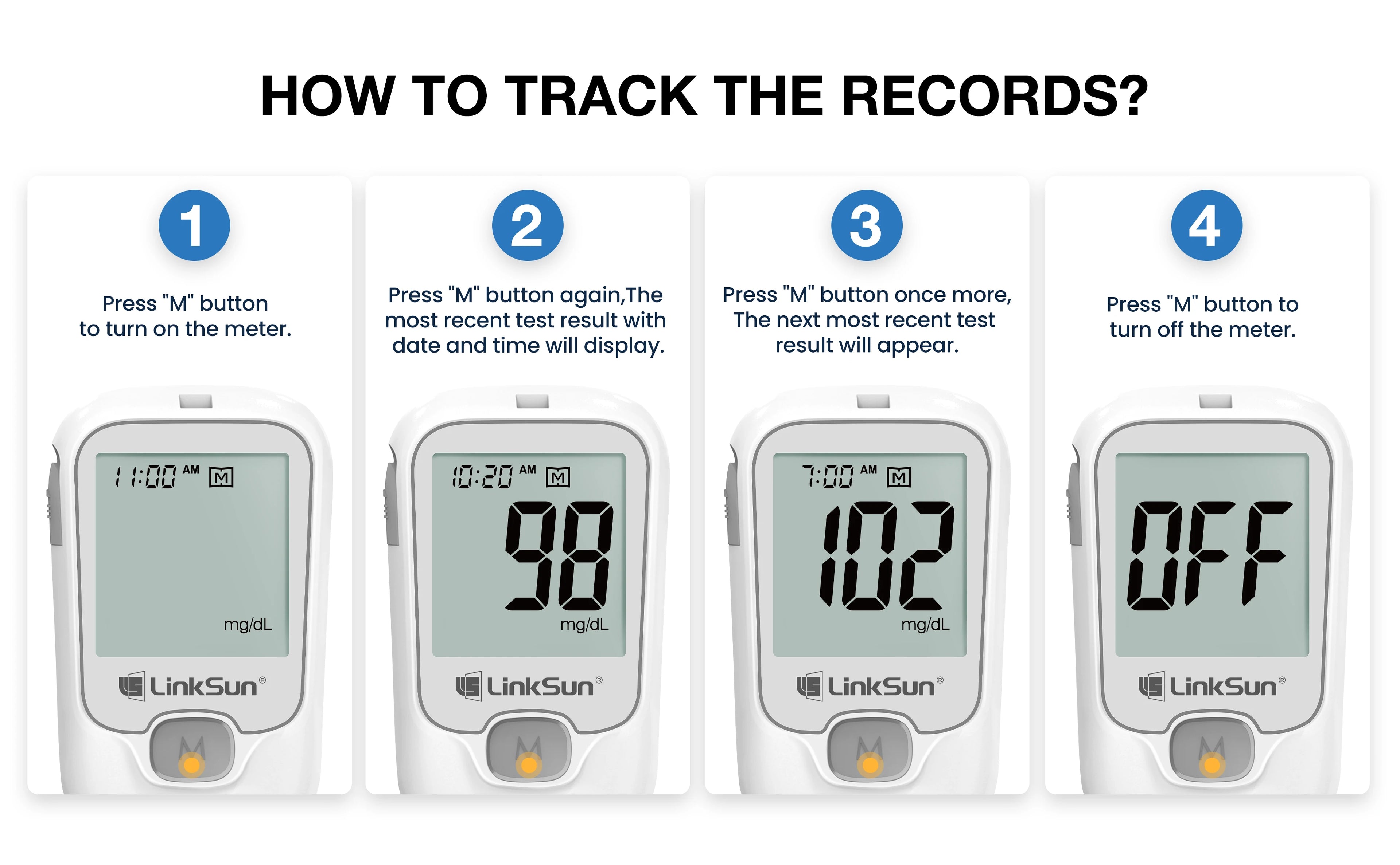 LinkSun G-425-1 Blutzuckermessgerät-Kit 50/100 Stück Teststreifen Lanzetten für Diabetes-Monitor Digitales Glukometer Blutzuckermessgerät