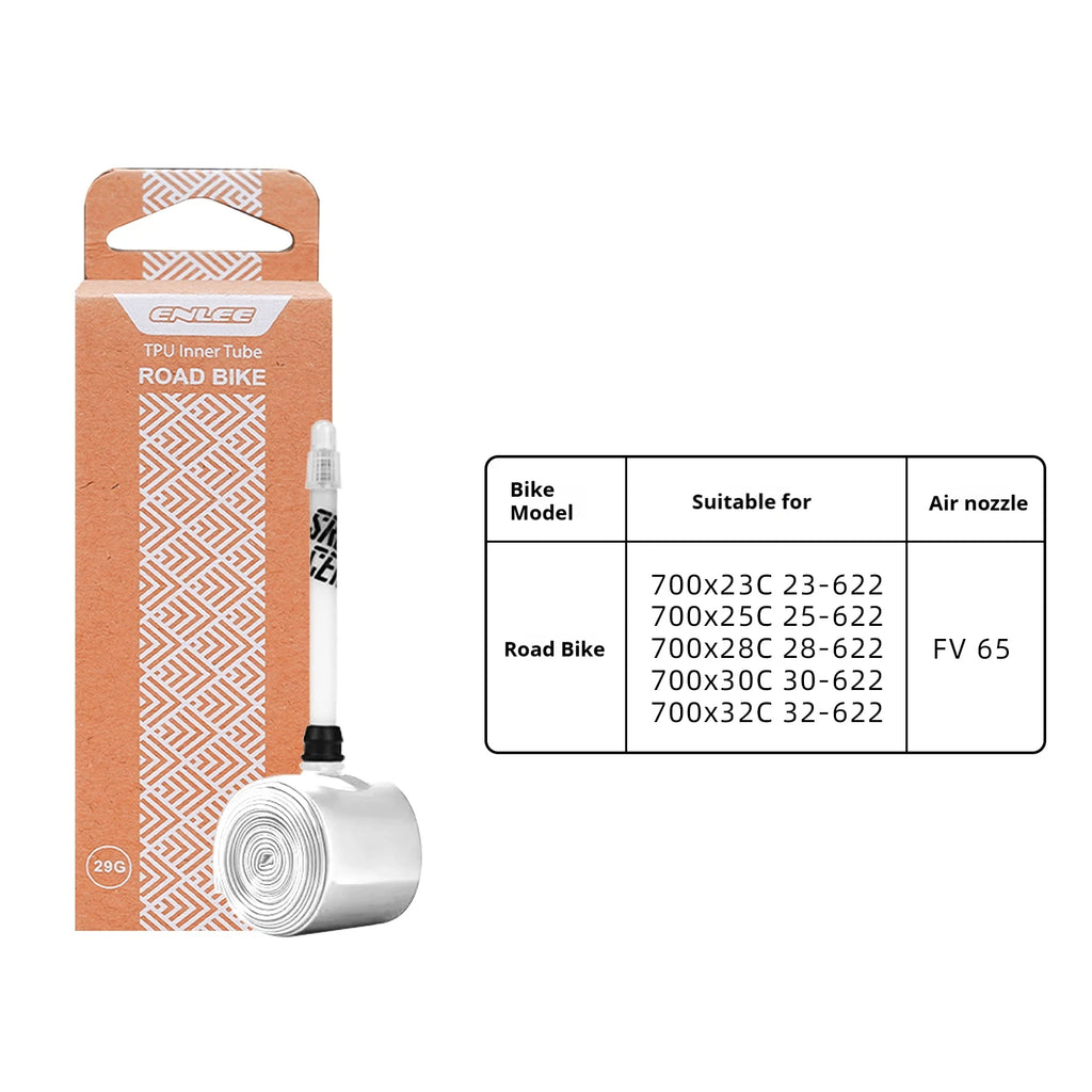 ENLEE Fahrradschlauch TPU Sclaverandventil Rennrad Mountainbike TPU Schlauch Presta Ventil 45mm 65mm 85mm Fahrradschlauch Fahrradteile