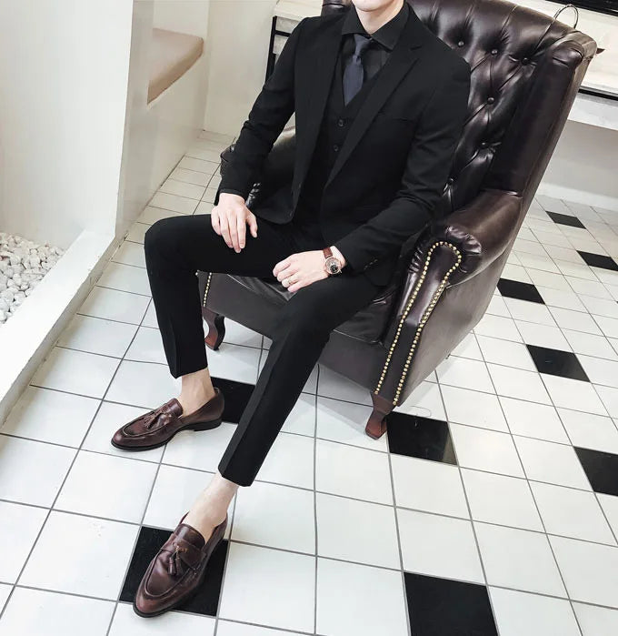 Neue Anzüge (Blazer + Weste + Hose) Herrenmode Business Hochzeit Gentleman Voller Professioneller Interview Formeller Freizeit Anzug