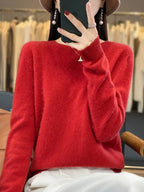 100 % Merinowolle Pullover Damen O-Ausschnitt Kaschmir Strickwaren Female Pullover Herbst Winter Freizeit Oberteile Einfarbig Weiche Kleidung