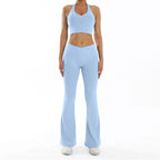 Scrunch-Sportanzug Damen Yoga-Set Gymnastik-Kleidung Sexy Sport-BHs und Schlaghosen-Sets Fitness-Outfits Damen Trainingskleidung