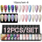 10/12PCS/SET Katze Magnetisches Gel Nagellack Set 9D Reflektierendes Glitzer Gel Halbpermanentes UV Gel Soak Off Funkelndes Nagelkunst Kits