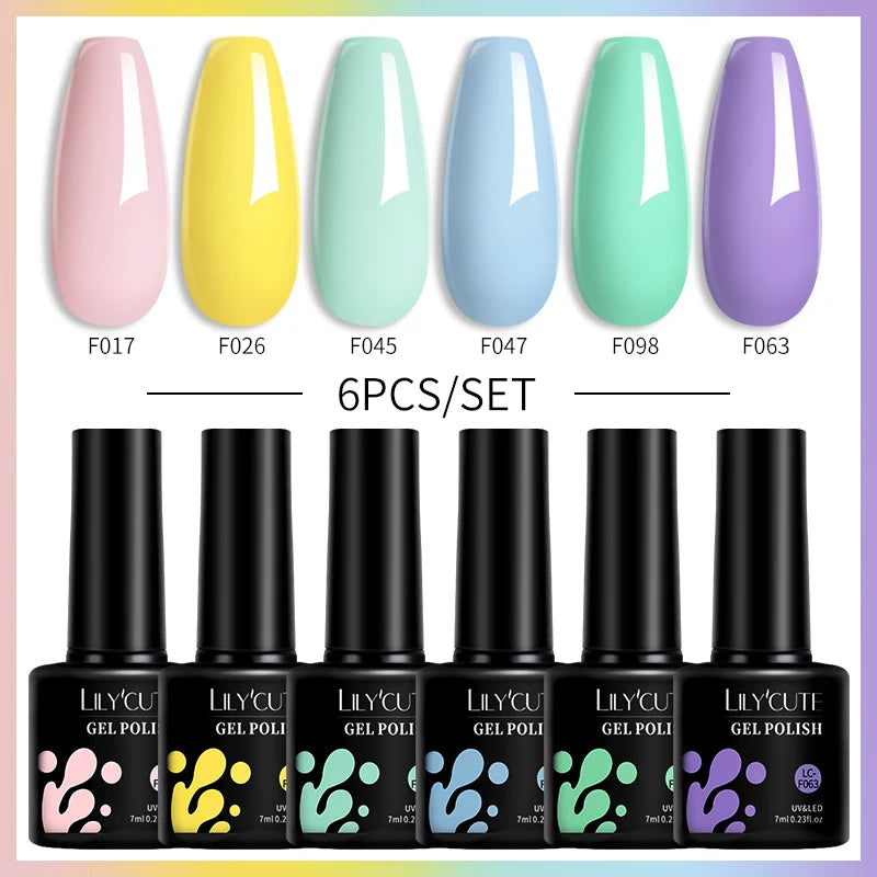 LILYCUTE 7ML 6PCS Neon Gel Nagellack Set fluoreszierend Farbwechsel Semi Permanent Soak Off Maniküre-Kit Nail Art Gel