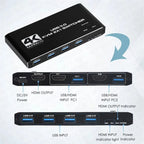 KVM Switch 4K 60Hz Umschalter USB 3.0 Hub Dockingstation Splitter Dock 2 Computer Tastatur Maus Drucker PC Zubehör teilen