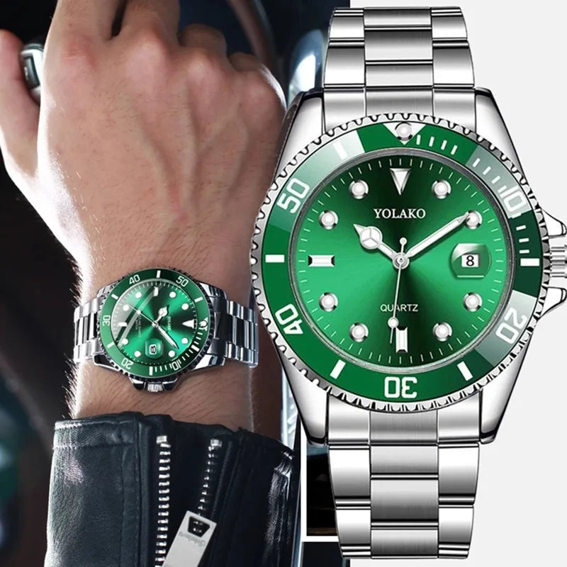 Modeuhr Lässige Uhr Montre Homme Business Herren Quarzuhr Kalender Grün Wasser Wok Geist Sport Herrenarmbanduhr Hauptbild
