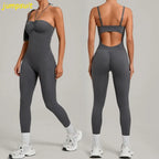 Damen Yoga Jumpsuits Sport Fitness Einteiler Schönheits-Rückengurt Tasche Hüfthebend Slim Fit Laufen Workout Training Bodysuit