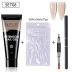 LILYCUTE 15ml Verlängerungsgel-Nagellack-Set Quick Nail Prolong mit Verlängerungsform-Nagelspitzen Acryl-Lösung Maniküre-Werkzeug-Kit