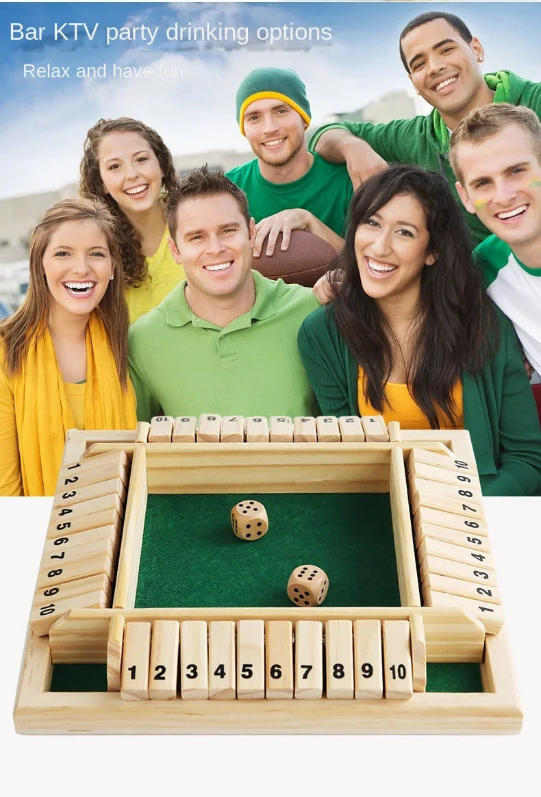 Holzwürfel-Brettspiel Shut The Box für 4 Spieler Klappen & Würfel Spiel Eltern-Kind Interaktion Familienunterhaltung