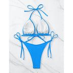 7 Farben Neckholder Brasilianischer Bikini Damen Bademode Weiblicher Badeanzug Zweiteiliges Bikini-Set Gepolsterter Badeanzug Damen V3536