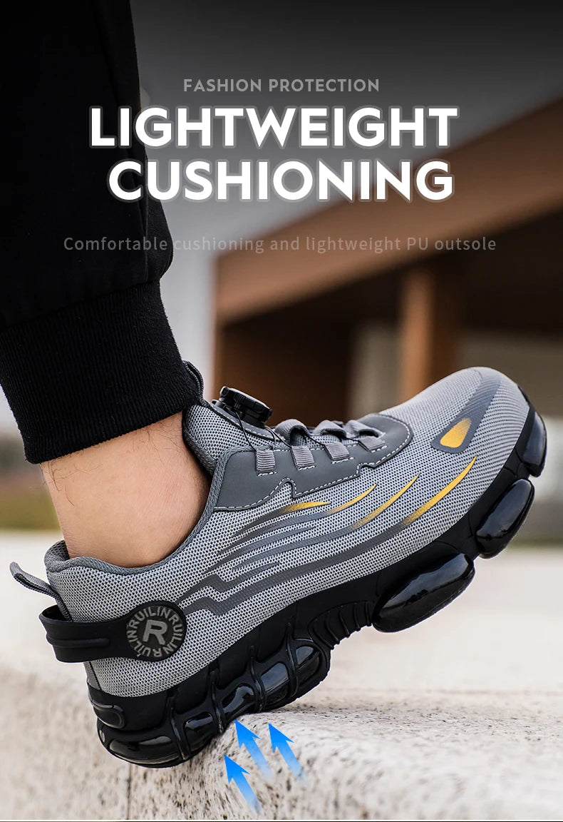 Unzerstörbare Stahlkappen-Sicherheitsschuhe Rutschfeste Abriebfeste Arbeitsschuhe Herren Robuster Bequemer Sneaker