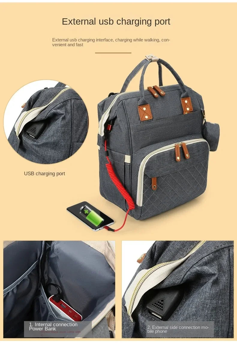 USB Mummy-Bag Windeltasche Babypflege Große Kapazität Mama Rucksack Mummy Mutterschaft Nasstaschen Wasserdichte Baby Schwanger Wickelrucksack