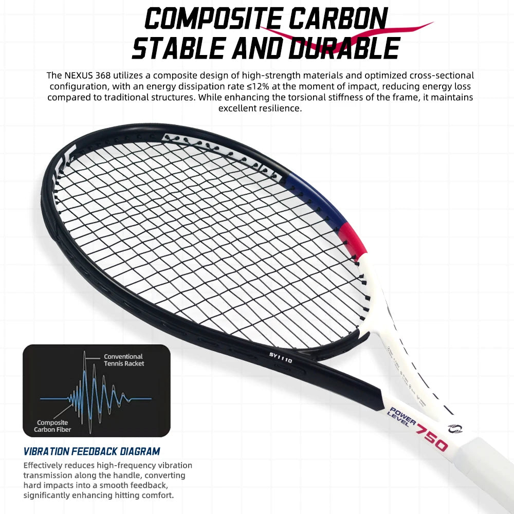 NEXUS Carbon Tennisschläger, Speed Aesthetic Design, breiter stabiler Dreiecksrahmen, geringer Windwiderstand und hohe Kontrolle