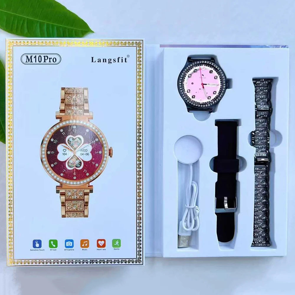 Fashion Zircon Smartwatch 1,46" AMOLED Bildschirm 5.4 Bluetooth Anruf Herzfrequenz Temperaturüberwachung Damen Smartwatch Schrittzähler