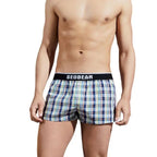 SEOBEAN Klassische Herren Boxershorts kariert 100% Baumwolle Unterwäsche Boxershorts U-konvexer Beutel Pfeil Panties Shorts Herren Schlafunterteile