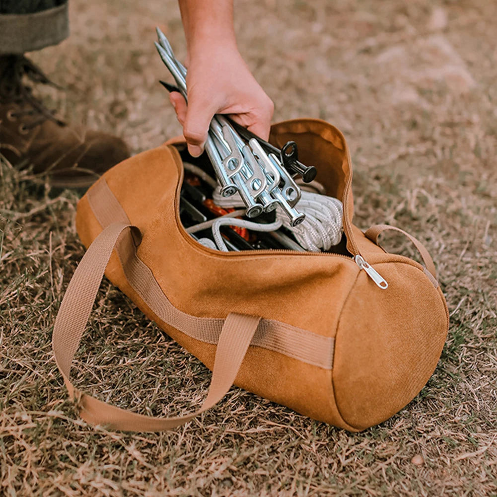 Camping-Werkzeug-Aufbewahrungstasche mit großer Kapazität, zylindrische Zeltpflocktasche, leichte Zeltherings-Bodennagelhaltertasche für Outdoor-Camping