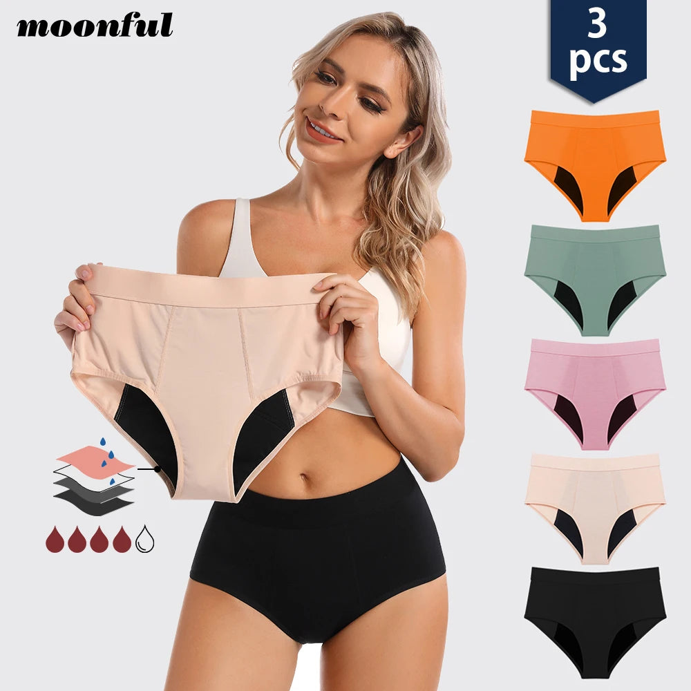 3 Stk./Set Menstruationshöschen Damen sehr starke Blutung Menstruationsunterwäsche High Waist Auslaufsicher Period Panties für Mädchen Set