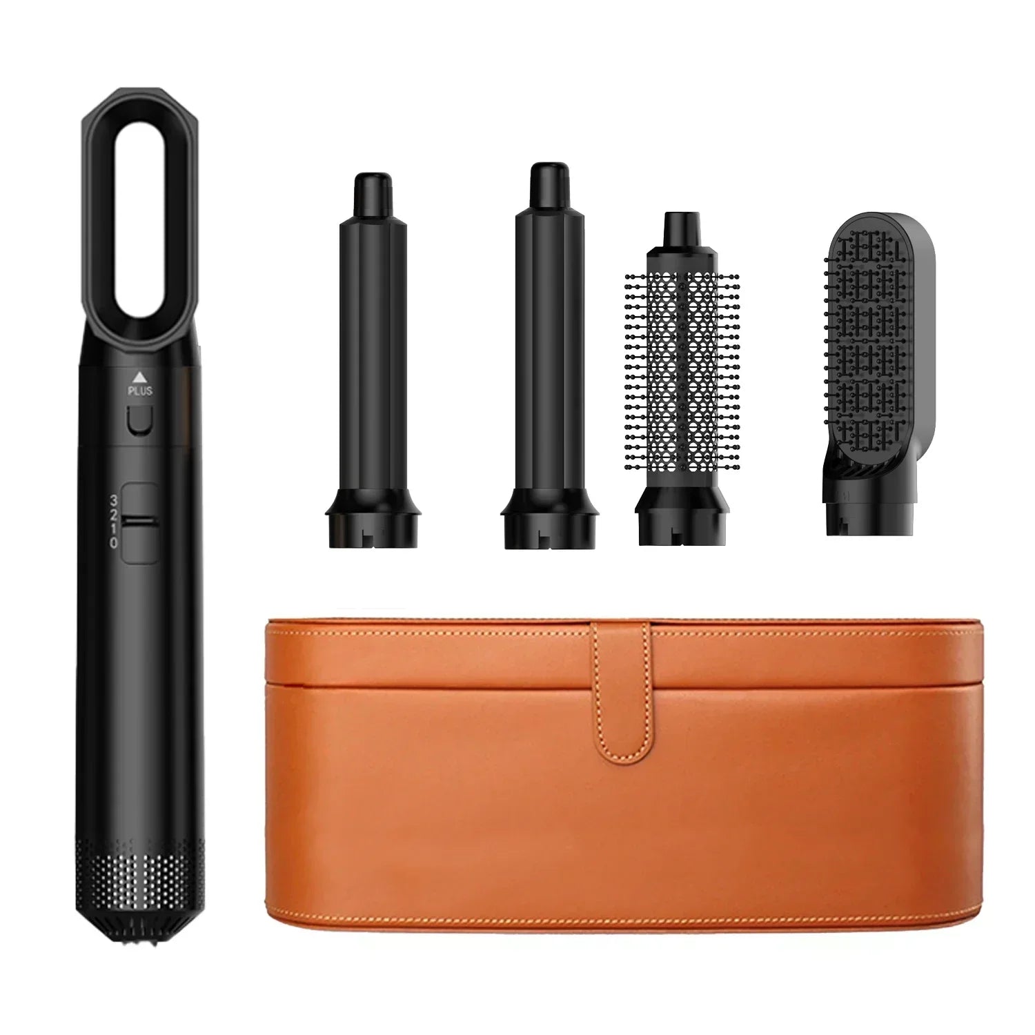 5-in-1-Haartrockner- und Heißluftkammbürste mit Lockenstab und Haarglätter zum schnellen Trocknen, Locken, Glätten und Stylen
