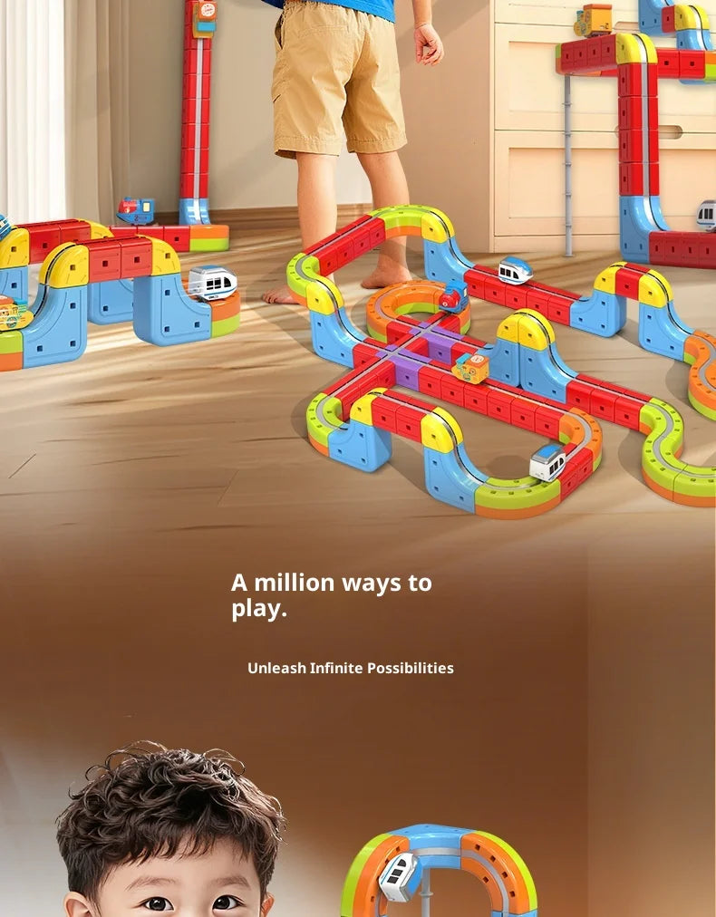 Magnetisches Bullet Train Set für Kinder mit elektrischer Lokomotive, DIY-Gleisbausteinen, pädagogischem MINT-Bauspielzeug, Geburtstagsgeschenk