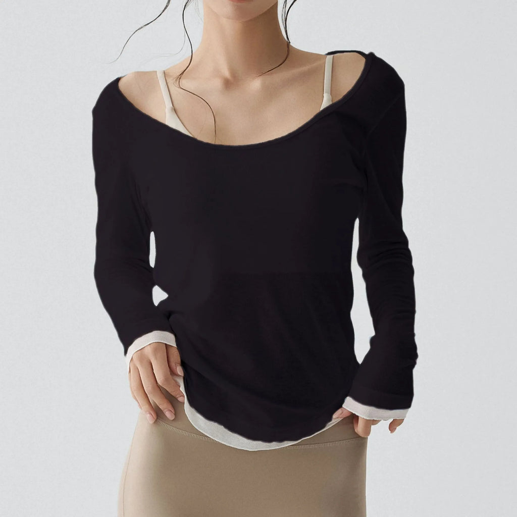 Schnelltrocknendes Langarm-Yoga-Shirt Damen Fitness Sport Top Laufshirt Gym Workout T-Shirt Weibliche Sportbekleidung