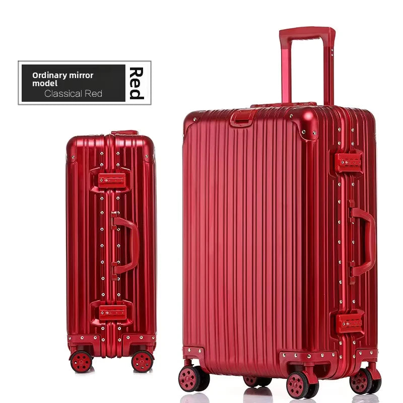 KLQDZMS Deutscher Koffer aus Aluminium-Magnesium-Legierung, 20 Zoll, Handgepäck, 28 Zoll, großes Fassungsvermögen, Reisekoffer aus Leder für Geschäftsreisen