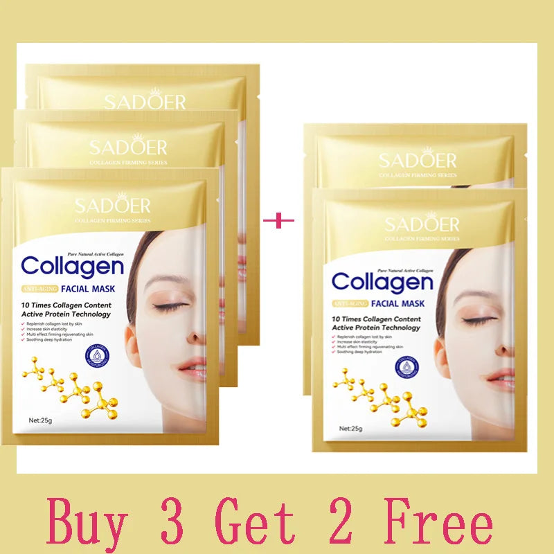 10 Stk. Kollagen Anti-Falten Gesichtsmaske Anti-Aging Mildert feine Linien Strafft die Haut Feuchtigkeitsspendend Aufhellend Hautpflege Koreanische Kosmetik