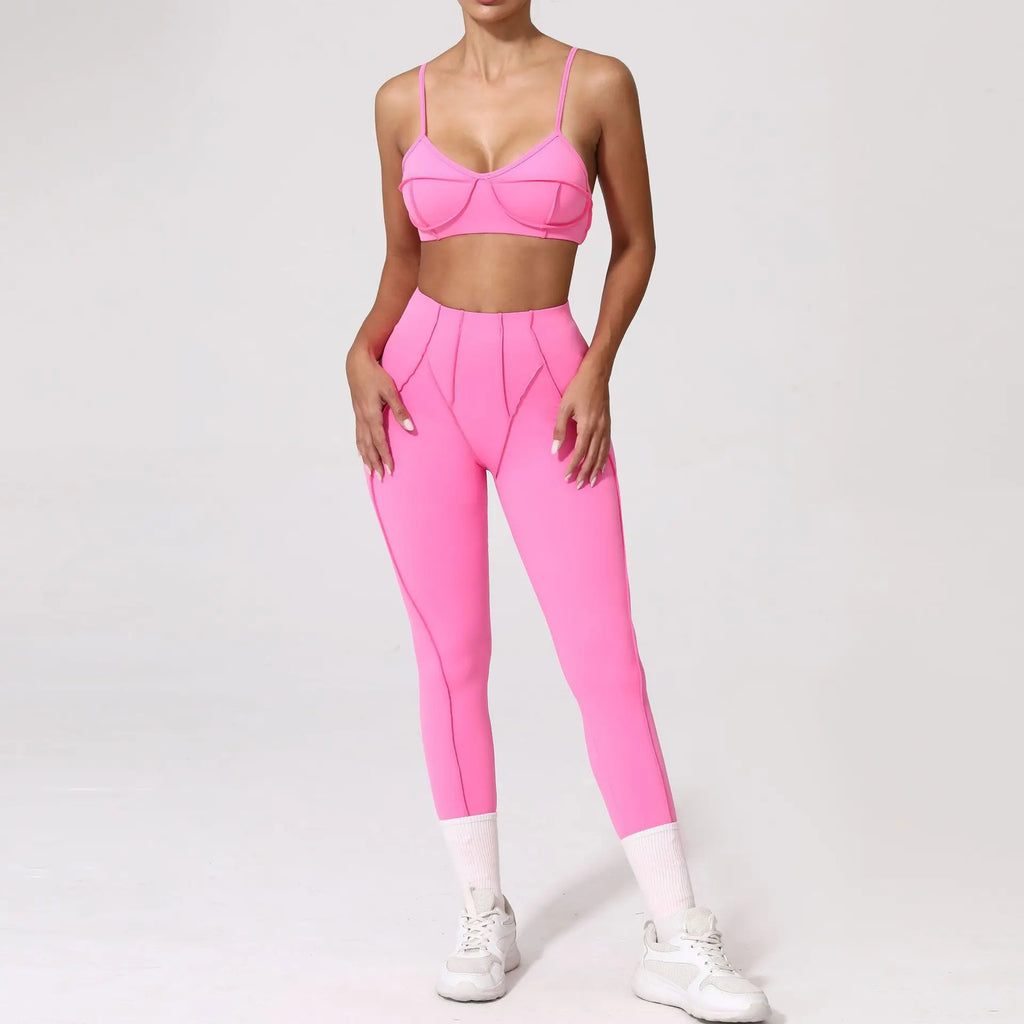Nahtlose Yoga-Sets Sport-Fitness Hochbund-Hüfthebe-Formhose Rückenfreier BH-Anzug Workout-Gym-Leggings-Sets für Damen