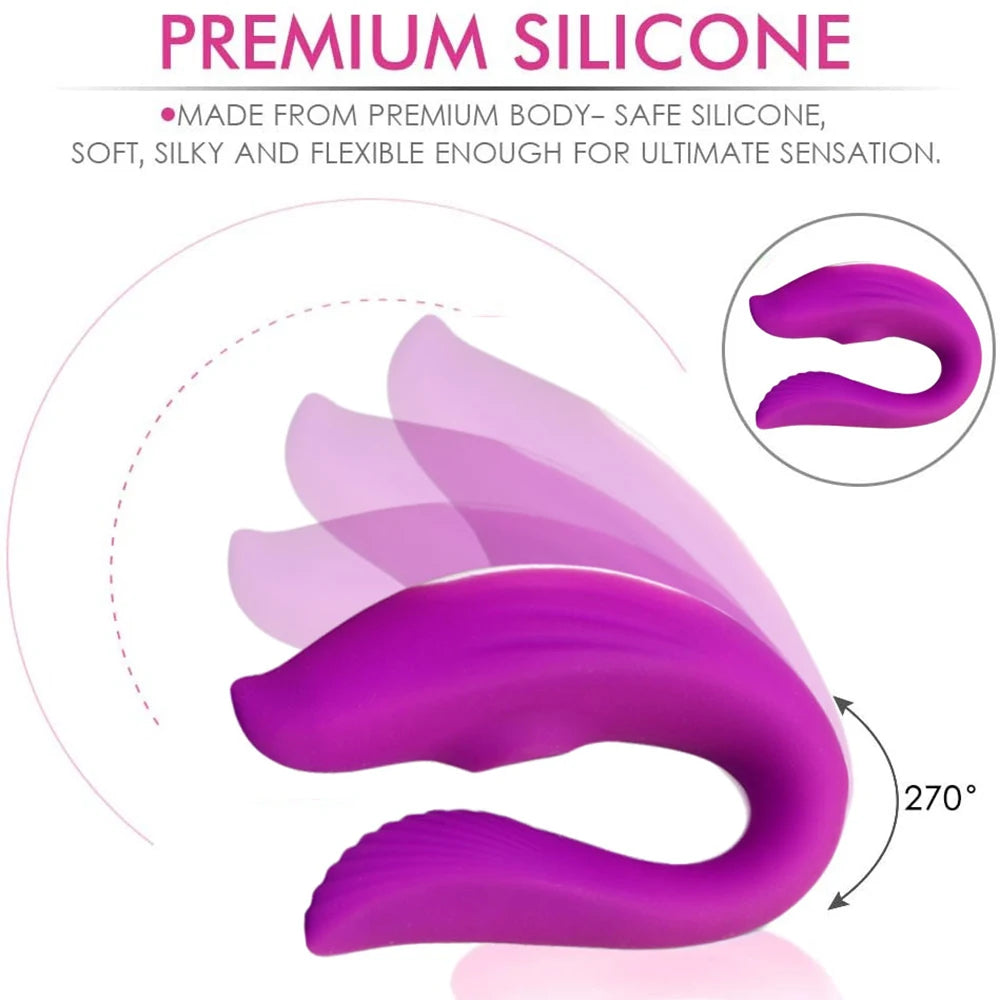 Leistungsstarker kabelloser ferngesteuerter Vibrator tragbarer U-förmiger Dildo-Massager Dual-Kitzler-Stimulation Paar-Sexspielzeug für Frauen