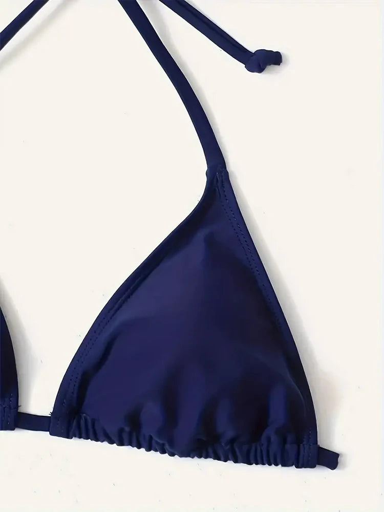 Bademode Tanga Bikini Set Sexy Neu Marineblau Badeanzüge Frau Sexy Bademode Bikinis Triangel Bandage Damen Strandbekleidung