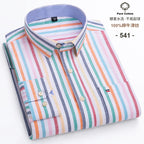 100 % Baumwolle Oxford Herrenhemden Langarm Kariert Weich Regular Fit Festliches Hemd Tasche Sozial Bluse Herrenkleidung S-7XL