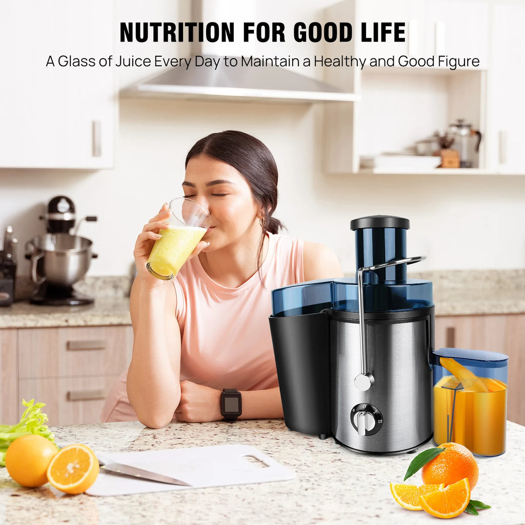 BRIEFNESS Entsafter Zentrifugalentsafter Ganze Früchte Gemüse 500W 65mm Weite Öffnung 2 Geschwindigkeiten 500ml Effizienter Saftbereiter