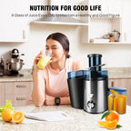 BRIEFNESS Entsafter Zentrifugalentsafter Ganze Früchte Gemüse 500W 65mm Weite Öffnung 2 Geschwindigkeiten 500ml Effizienter Saftbereiter