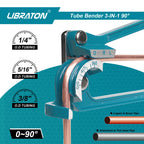 LIBRATON Rohrbieger, 3-IN-1, 1/4" (6mm), 5/16" (8mm), 3/8" (10mm), für Kupfer-, Messing-, Aluminium- und dünnwandige Stahlrohre