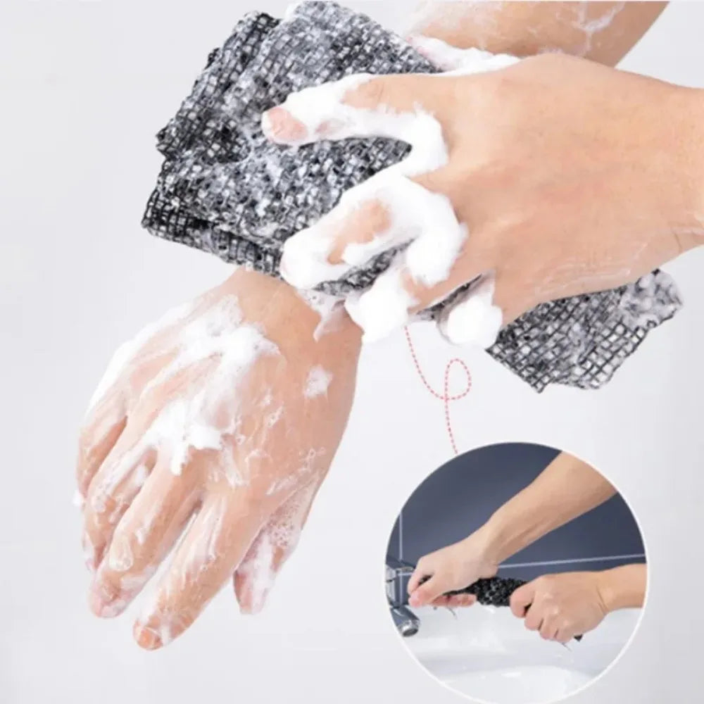 Neues japanisches sanftes Badewaschmittel Nylon Badetuch Rücken Peeling Peeling Duschbürste Schwamm Körper Badezimmerzubehör